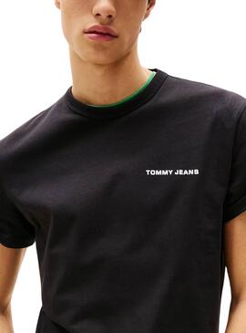 T-shirt Tommy Jeans Slanted noir pour homme