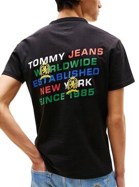 T-shirt Tommy Jeans Slanted noir pour homme