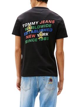 T-shirt Tommy Jeans Slanted noir pour homme