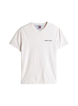 T-shirt Tommy Jeans beige inclinée pour homme