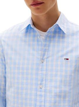 Chemise Tommy Jeans Poplin bleu clair pour homme