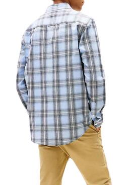Chemise Tommy Jeans Poplin Check bleue pour homme