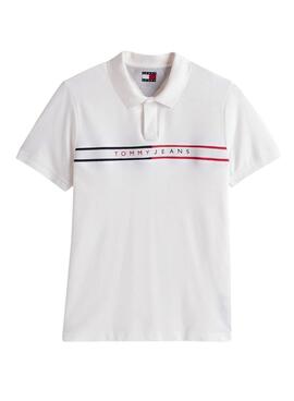 Polo Tommy Jeans Chest Flag blanc pour homme