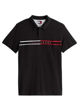 Polo Tommy Jeans Chest Flag noir pour homme