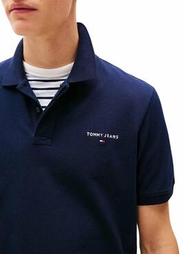 Polo Tommy Jeans Linear marine pour homme