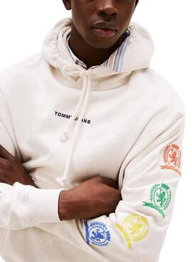 Sweat-shirt Tommy Jeans Varsity beige pour homme