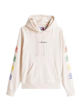 Sweat-shirt Tommy Jeans Varsity beige pour homme