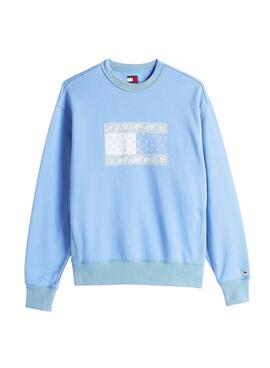 Sweatshirt Tommy Jeans Paisley crew bleue pour homme