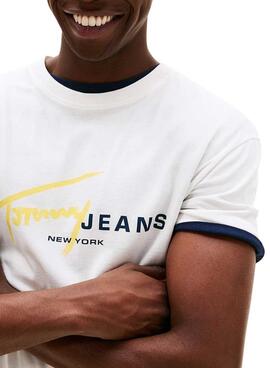 T-shirt Tommy Jeans Signature blanc pour homme