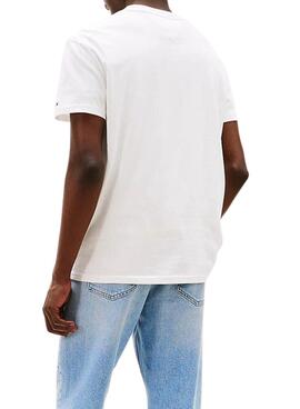 T-shirt Tommy Jeans Signature blanc pour homme