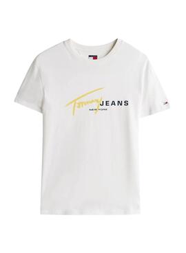 T-shirt Tommy Jeans Signature blanc pour homme