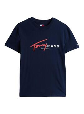 T-shirt Tommy Jeans Signature bleu marine pour homme