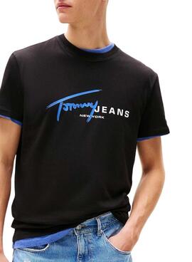 T-shirt Tommy Jeans Signature noir pour homme