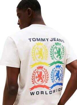 T-shirt Tommy Jeans Worldwide blanc pour homme