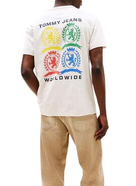T-shirt Tommy Jeans Worldwide blanc pour homme