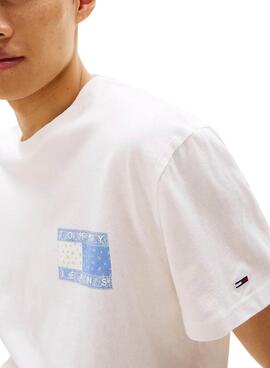 T-shirt Tommy Jeans Paisley blanc pour homme