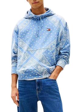 Sweatshirt Tommy Jeans Paisley bleue pour homme