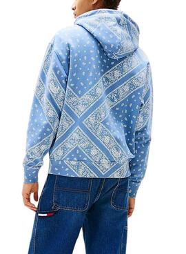 Sweatshirt Tommy Jeans Paisley bleue pour homme