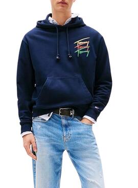 Sweat à capuche Tommy Jeans Twisted bleu pour homme