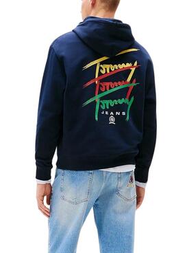 Sweat à capuche Tommy Jeans Twisted bleu pour homme