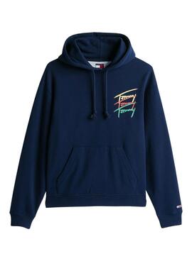 Sweat à capuche Tommy Jeans Twisted bleu pour homme