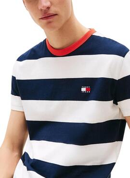 Maillot Tommy Jeans à rayures bleues et blanches pour homme