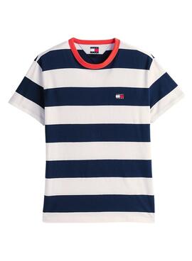Maillot Tommy Jeans à rayures bleues et blanches pour homme