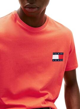 T-shirt Tommy Jeans Essential Flag orange pour homme