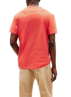 T-shirt Tommy Jeans Essential Flag orange pour homme