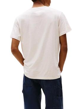 T-shirt Tommy Jeans Essential Flag beige pour homme