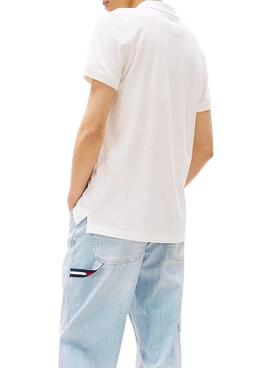 Polo Tommy Jeans Slim blanc pour homme
