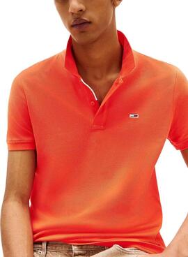 Polo Tommy Jeans Slim orange pour homme