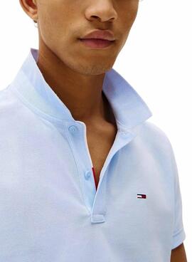 Polo Tommy Jeans Slim bleu clair pour homme