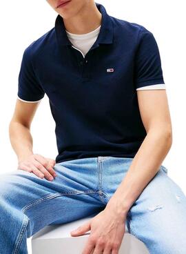 Polo Tommy Jeans Slim bleu marine pour homme.