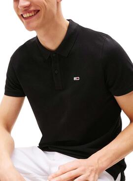 Polo Tommy Jeans Slim negro pour homme