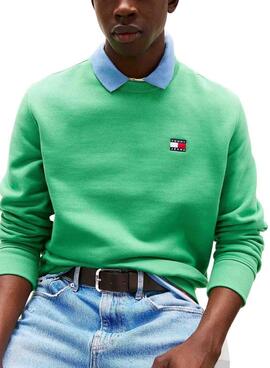 Sweat à capuche Tommy Jeans Badge vert pour homme