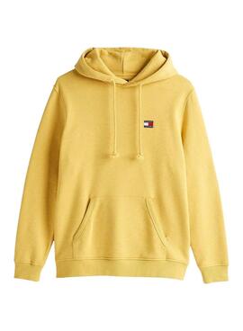 Sweat à capuche Tommy Jeans Badge jaune pour homme.