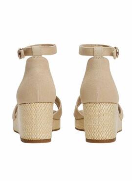 Sandales Tommy Hilfiger Flag Criss beige pour femme.