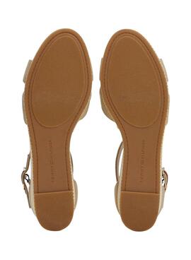 Sandales Tommy Hilfiger Flag Criss beige pour femme.