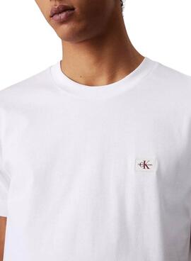 T-shirt Calvin Klein Jeans Woven Label blanc pour homme