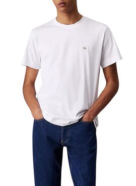 T-shirt Calvin Klein Jeans Woven Label blanc pour homme
