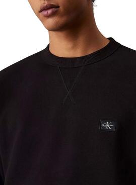 Sweatshirt Calvin Klein Jeans Woven Label noir pour hommes
