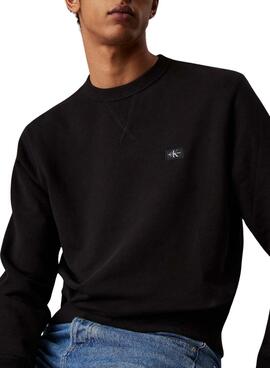 Sweatshirt Calvin Klein Jeans Woven Label noir pour hommes