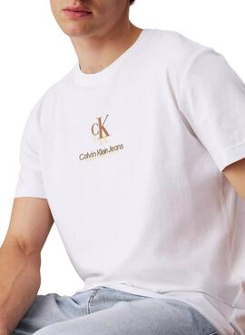 T-shirt Calvin Klein Jeans logo ombré blanc pour homme
