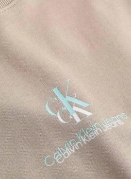 Sweat-shirt Calvin Klein Jeans logo Shadow beige pour homme