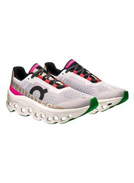 Chaussures de course On Running Cloudmonster blanches pour femme