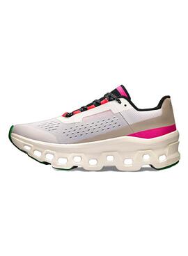 Chaussures de course On Running Cloudmonster blanches pour femme