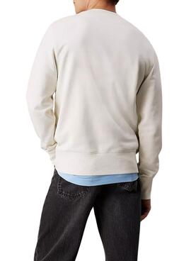 Sweat à capuche Calvin Klein Jeans Label beige pour homme