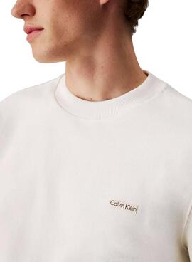 Sweat à capuche Calvin Klein Jeans Label beige pour homme