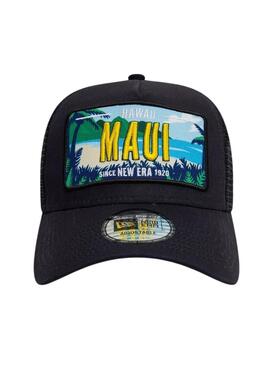 Casquette New Era License Plate Trucker Patch noire pour homme